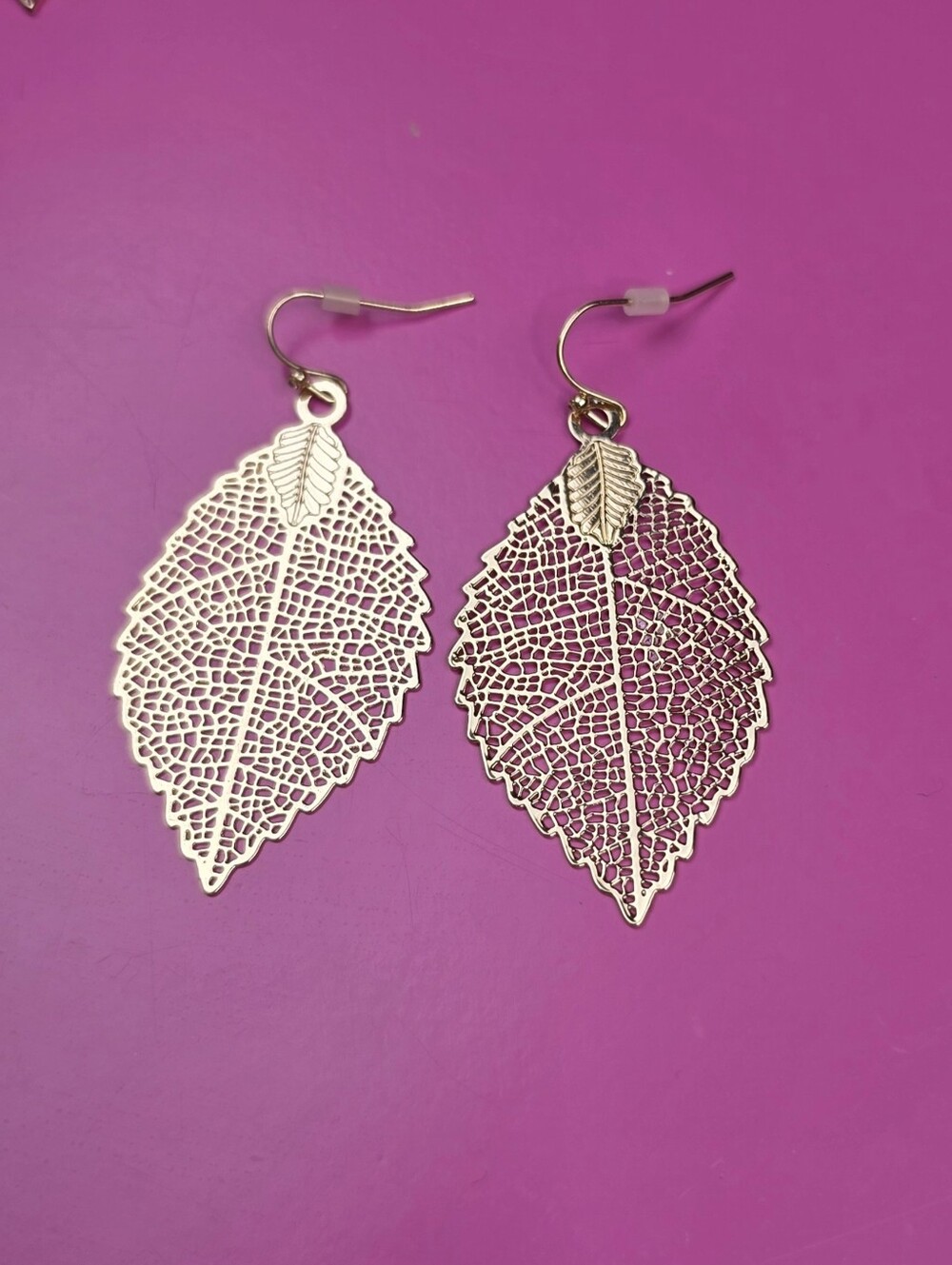 Goldtone Filigree Leaf Earrings